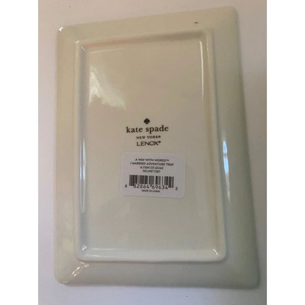 Kate Spade Lenox I Married Adventure Trinket Tray Zebra Print Porcelain 871387